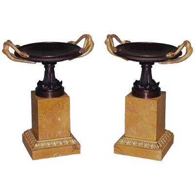 A large pair of early 19th Century bronze and ormolu Tazzas.