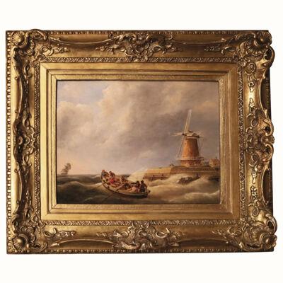 An early 19th century seascape oil on panel, signed J.C. Schotel.