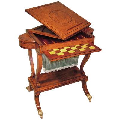 Regency Period Yewwood Work or Games Table