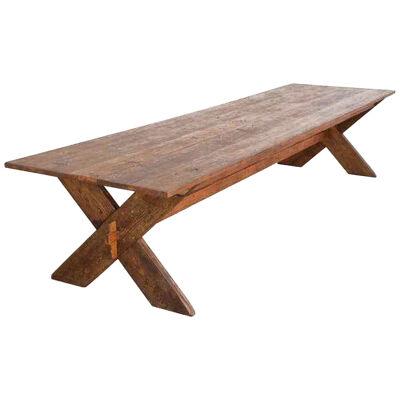 Custom X-Trestle Table in Reclaimed Heart Pine