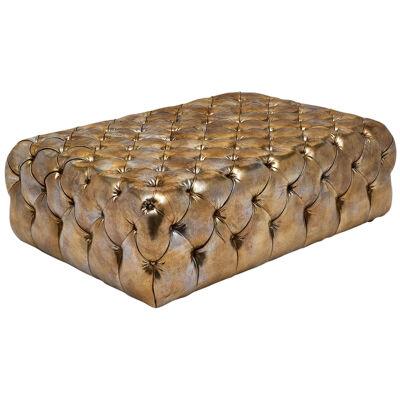 Italian Gold leather Chesterfield Ottoman/Bench