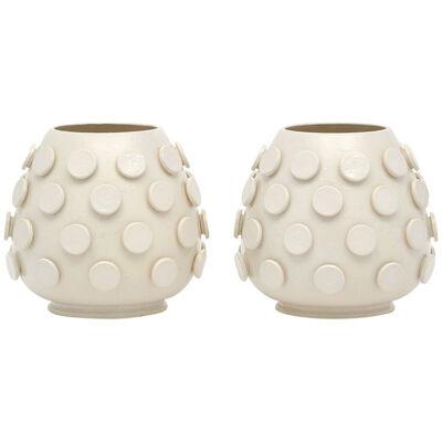 Italian Ceramic Dotted Pair Of Vases