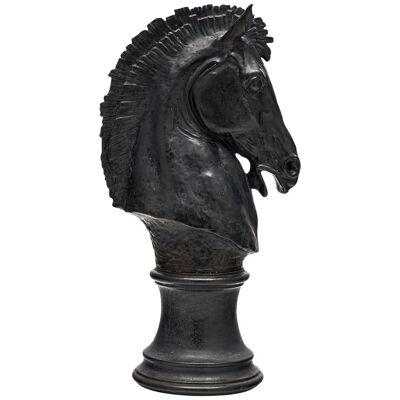French Horse Club Horse Head Sculpture