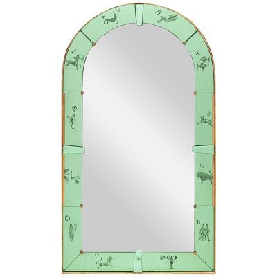 Vintage Zodiac Green Mirror By Luigi Brussoti