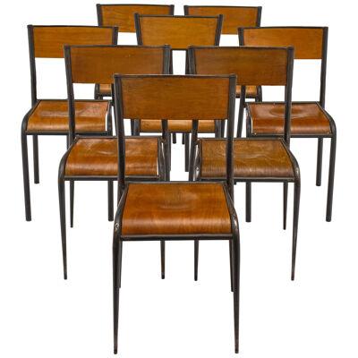 Set of 8 French Industrial Chairs