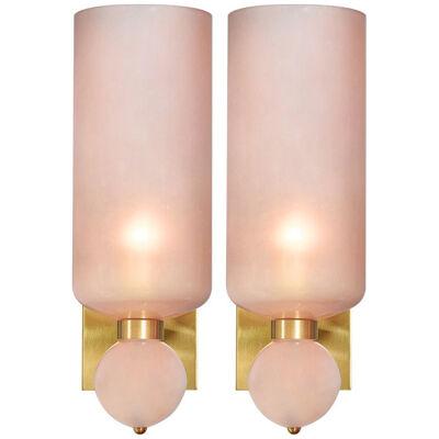Pink Murano Glass Torchiere Sconces