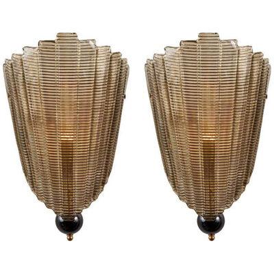 Textured “Stampato” Murano Glass Wall Sconces