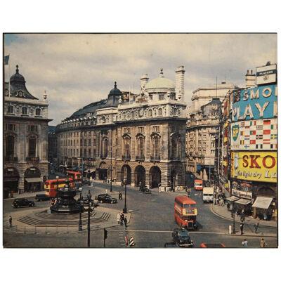 Mid C. Colored Piccadilly Circus Plaza Street Scene Photograph London, England