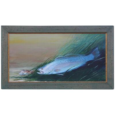 Terry Burleson Texas Speckled Trout Acrylic Painting 20th Century