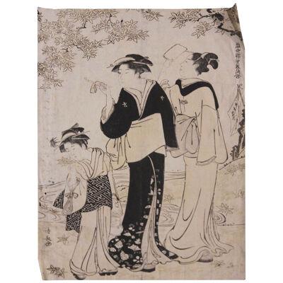 Torii Kiyonaga Beauties under a Maple Tree Japanese Woodblock Print 1784