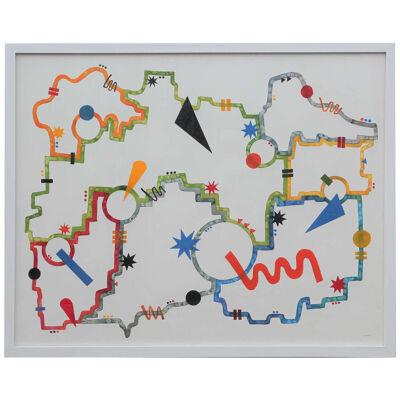 2020 “The Circuit” Abstract Geometric Watercolor Painting by Tina Ruyi, Framed
