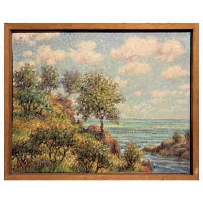H. D. Potwin “Cliffside” Impressionist Seaside Landscape Nature Painting 21st C