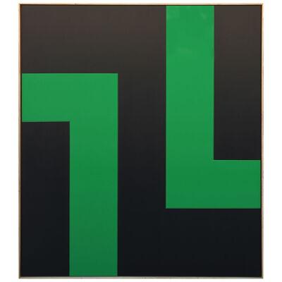 “RAD Two” Green and Black Abstract Geometric Mixed Media by Matthew Reeves