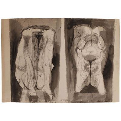 1960s Abstract Figurative Lithograph
