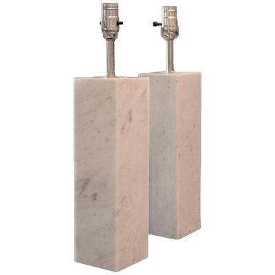 Rectangular White Marble Lamps Designed by Nessen Lamps - a Pair