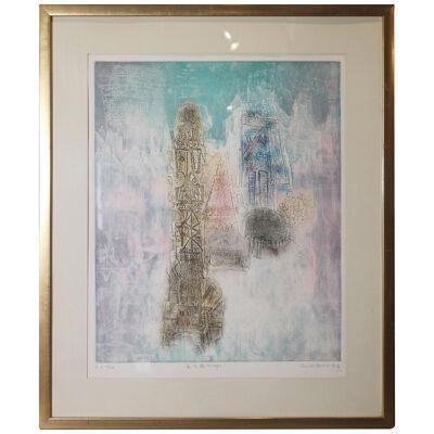 1960s "Minage" Contemporary Abstract Lithograph
