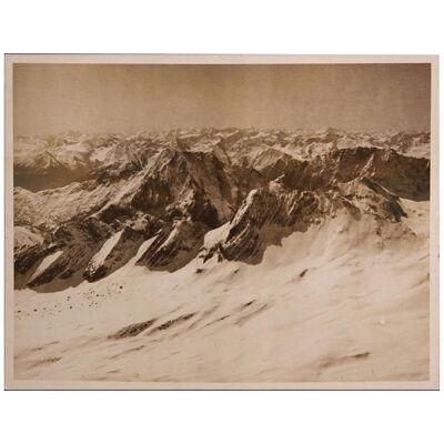 Snowy Mountains Black and White Landscape Photograph