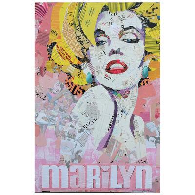 "Color me Blonde" Pink and Yellow Marilyn Monroe Mixed Media Pop Art Collage	