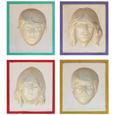Realistic Optical Illusion Cast Stone Portraits of The Beatles by David Adickes
