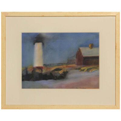 Mid 20th Century Coastal Landscape Watercolor Painting, Framed