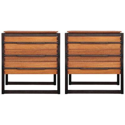 Deconstructed Pair of Custom Made Modernist Nightstands / Side Tables