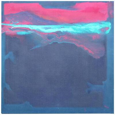 Karen Lastre "Spirit Suite-Earthscape III” Pink, Aqua, & Navy Painting 1998