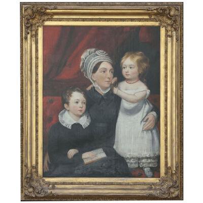 Late 18th Century English Family Portrait Oil on Canvas