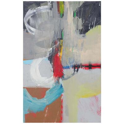 Large Gray, Blue, Red, Green, and Yellow Abstract Expressionist Painting