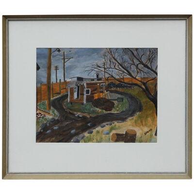 Everett Spruce "House at End of the Road" Modern Idealized Landscape Painting