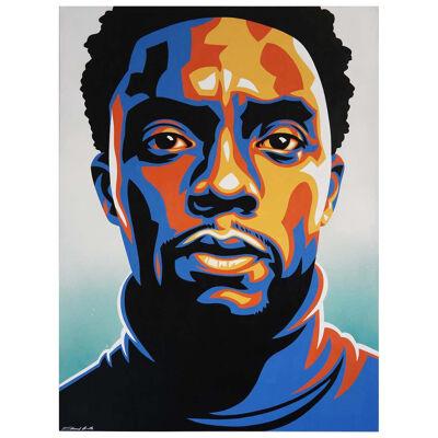 Chadwick Boseman “Black Panther” Teal & Orange Modern Portrait by Ed Booth