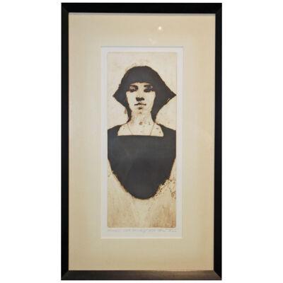 Lois Fine "Woman with Kerchief" Black and White Portrait Edition 4 of 50
