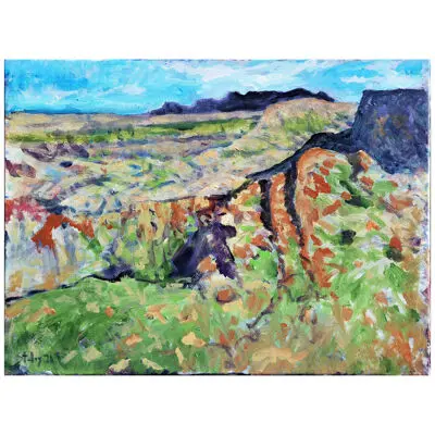 "Chisos Mts. from Dugout Wells" Colorful Texas Mountains Landscape Painting	