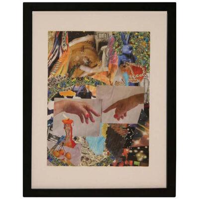 2020 “Celestial Touch” Contemporary Abstract Collage by Julia Rossel, Framed