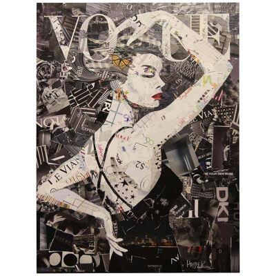 2018 "Butterfly Vogue" Black and White Female Mixed-Media Collage by Jim Hudek