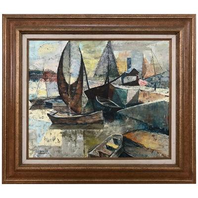 Oil Painting of Cubist Boats 