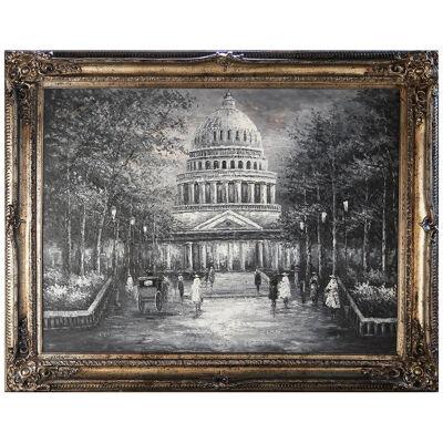 Realist Modern Black and White United States Capitol Building Painting