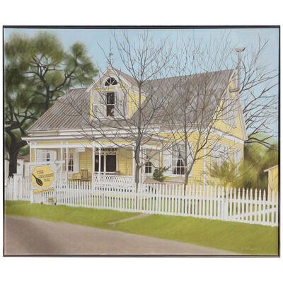 1980s "The Lickskillet Inn" Large Architectural Landscape Painting