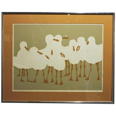 1970s "The Council" Minimalist Lithograph of Seagulls Edition 31 of 375