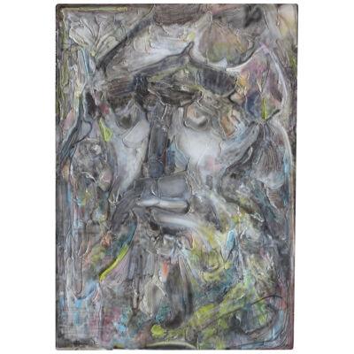 Contemporary Geoff Hippenstiel "Grey Prophet"Expressionist Impasto Painting 2014