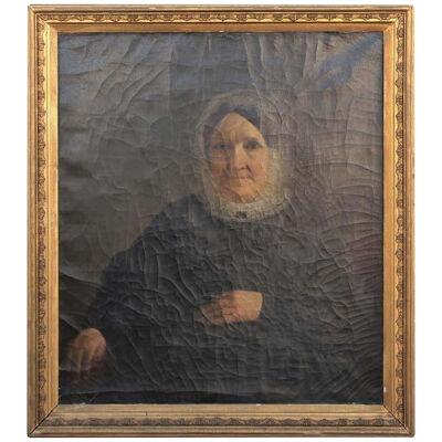 Edward Ludlow Mooney Portrait of an Elderly Colonial Woman in a Black Dress