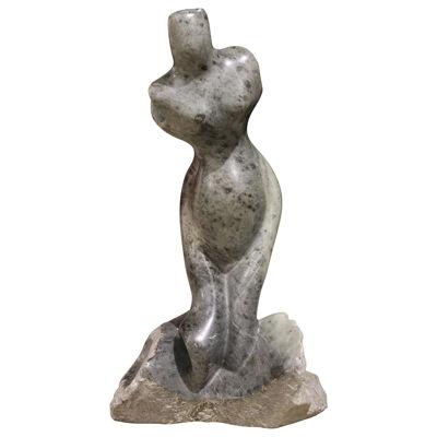 Jose Zacarias Figurative Grey Stone Sculpture of a Female 1989