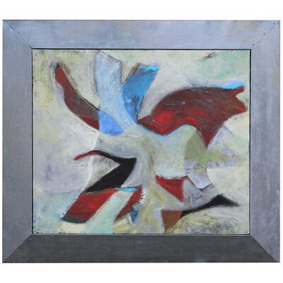 1980s Modernist Abstract Amorphous Oil Painting by M. Mobley, Framed