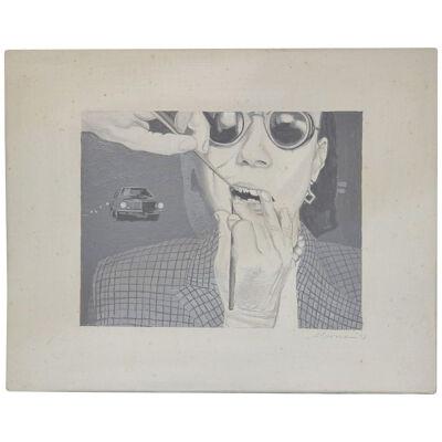 Robert Morris "Dental Work with Sunglasses" Surrealist Painting 1978
