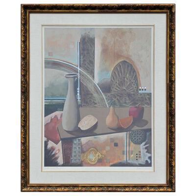 Mid 20th C “Contours of Thought” Still Life Oil Painting by Lars Carsen, Framed