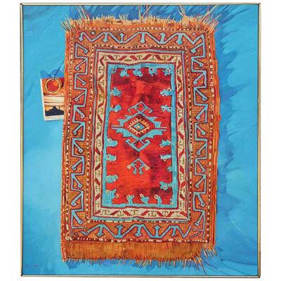 1979 “Rug With Ring” Textile Still Life Oil Painting by John Fincher, Framed