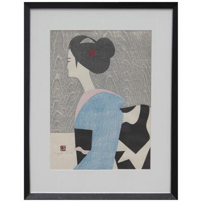 "Maiko Kyoto" Japanese Figurative Woodblock Print