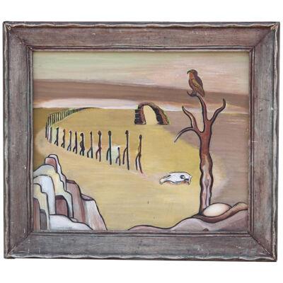 "The Long Road", Surreal Desert Landscape Painting 1950s