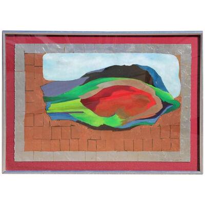 1980s Untitled Metallic Abstract Landscape Painting