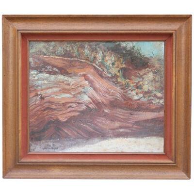 Mid Century Impressionist "Sedimentary Rock, Strata" Desert Landscape Painting