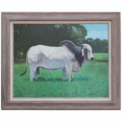 Bob Wygant Realist Painting of Brahman Bull Landscape Acrylic on Canvas